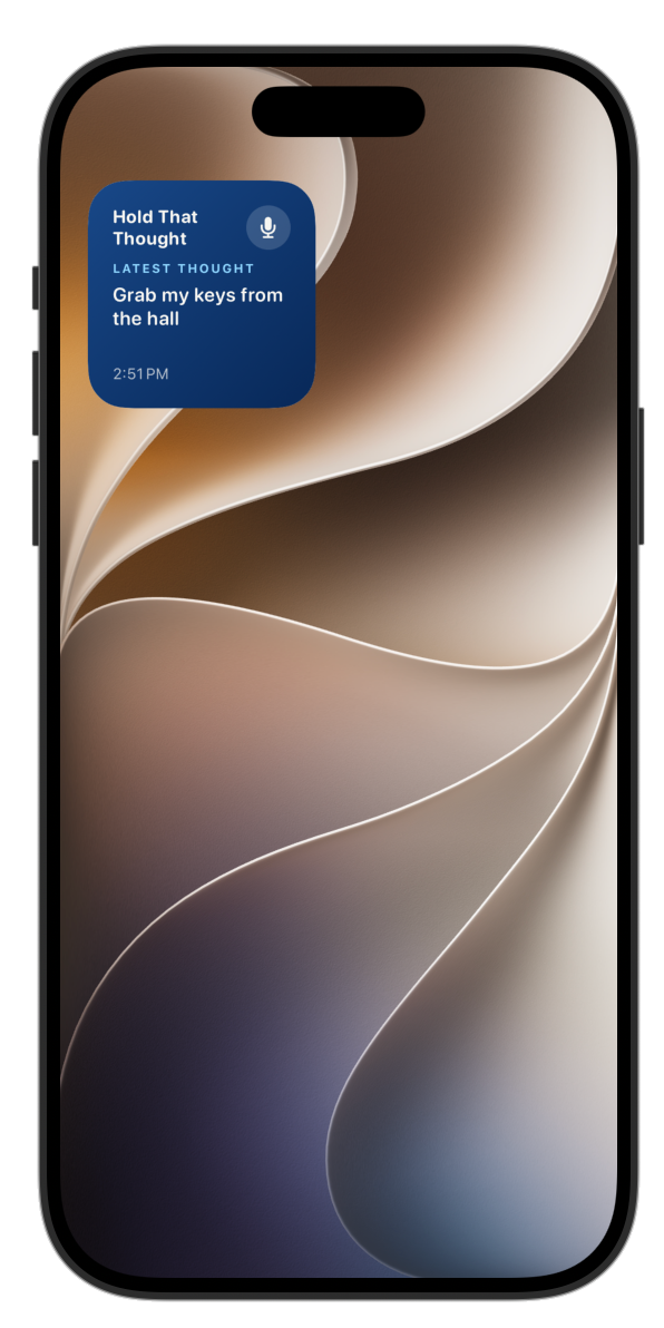 Small Hold That Thought iPhone Home Screen widget showing the latest thought